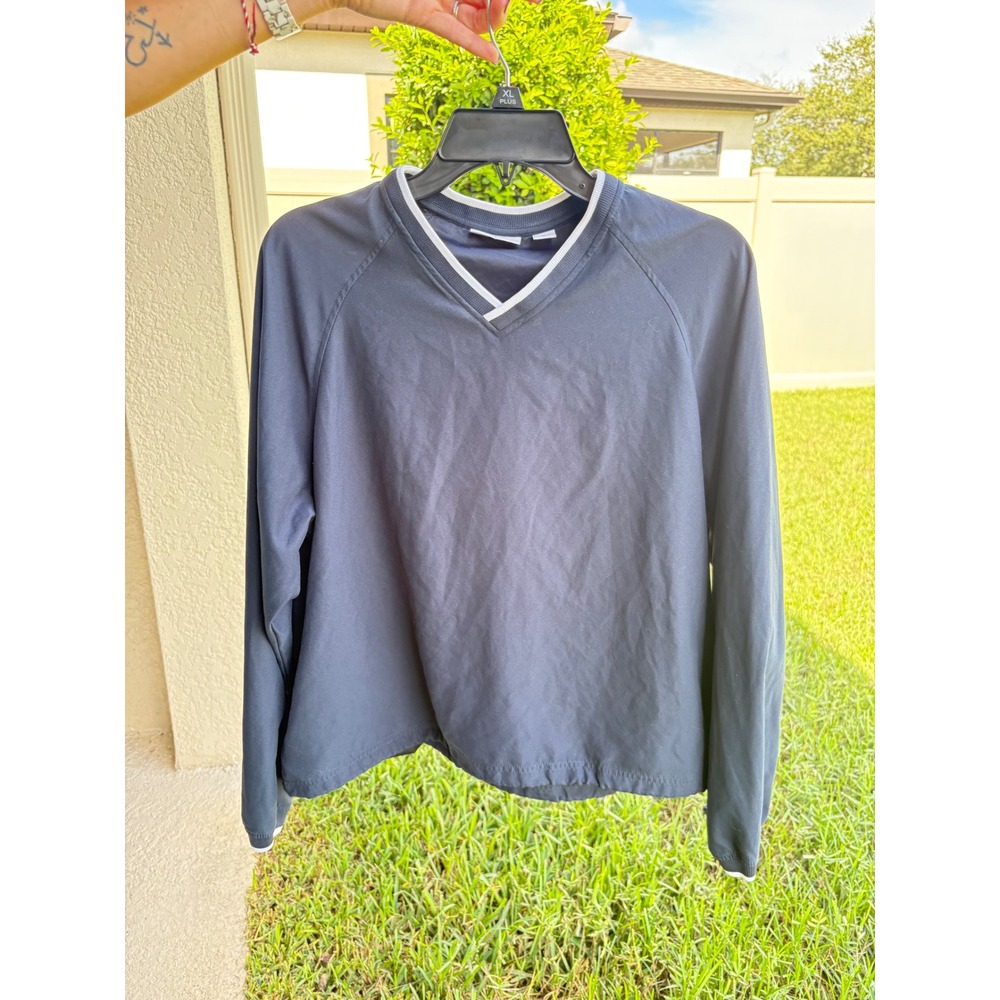 Ashworth Golf Windshirt Mens Medium Navy Blue V-Neck Pullover Windbreaker WM2005